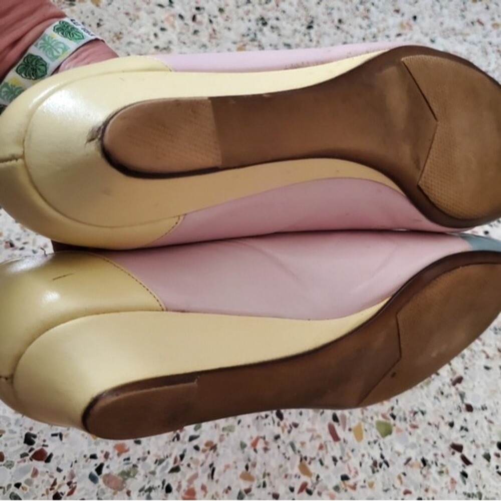 Vintage 80s Cottagecore pastel leather flats 9N - Picture 11 of 13